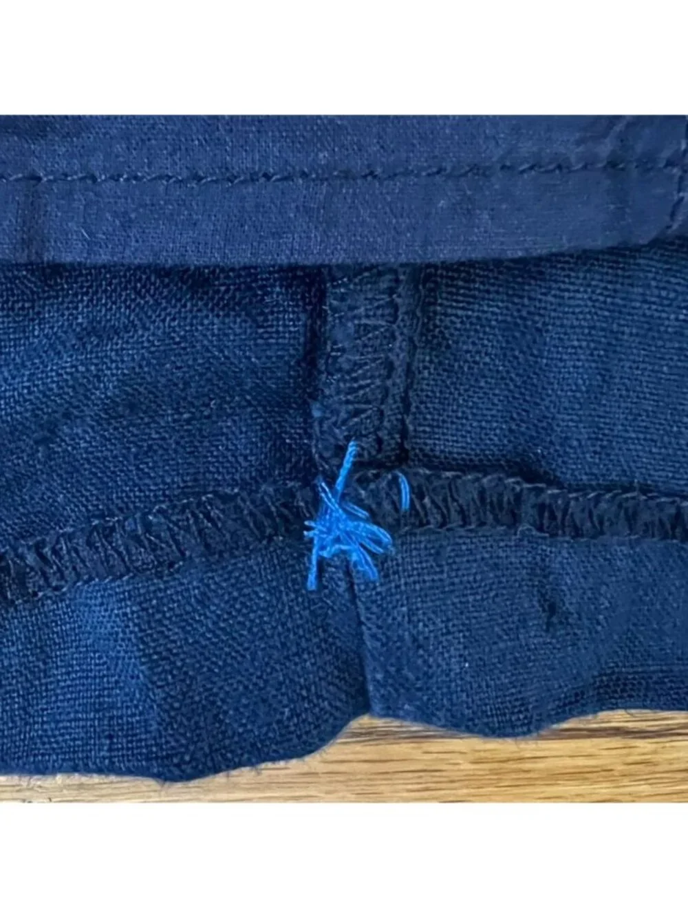 Classic Linen Sleeveless Navy Midi Dress V-Neckline Chic Twee Minimalist Sz 8 - Picture 10 of 16